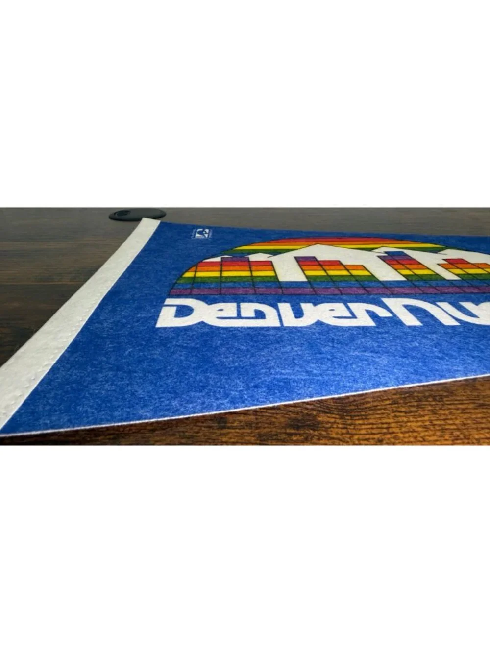 Vintage Denver Nuggets NBA Pennant With Skyline Logo & Rainbow Design